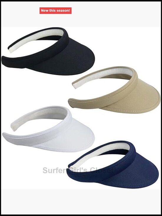 4 Pack Clip On Cotton Wide Brim Sun Visor Hats for Women Men Outdoor Sports main image 5